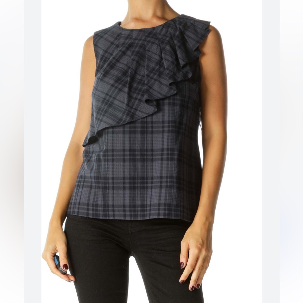 Banana Republic Sleeveless Asymmetrical Ruffle Front Top